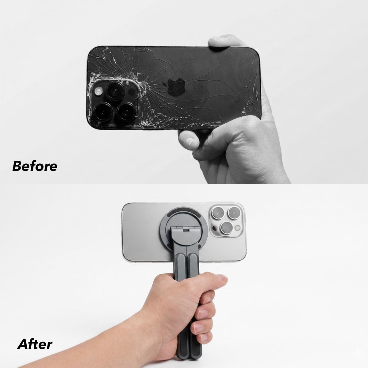 Before: the balancing act, in public. After: it's done before anyone looks up.